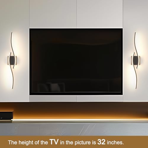 Daunton Modern Hardwired Wall Sconce Set of 2, LED Black Wall Light with Remote Control, RC Dimmable LED Wall Light Indoor, Wall Decor for Hallway Bedroom Living Room TV Wall, 27.5 in, Timer, Memory - color: Black, size: 27.5in A hardwired