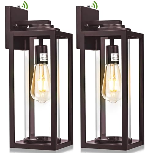 FILIYANO Large Dusk to Dawn Outdoor Wall Lights, Oil Rubbed Bronze, 2 Pack - color: Bronze (Dusk to Dawn Sensor), size: 20 inch
