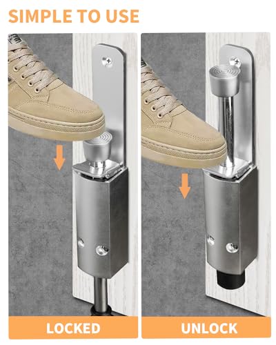 Door Stop - Heavy Duty Spring Loaded Step Down Push On Door Holder/Stopper - Foot Operated Door Holder for Outdoor and Commercial Use (1, Silver) - color: Silver