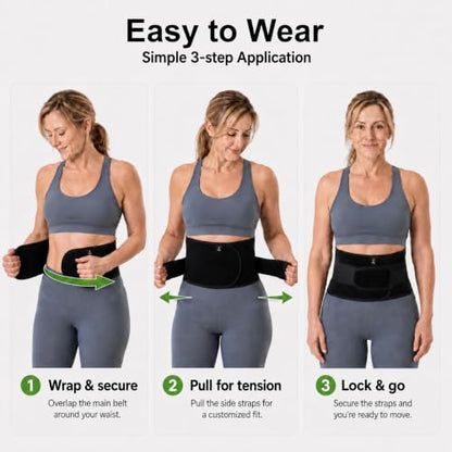 Breathable Back Brace for Women & Men, Ultra-Thin Lower Back Support Belt - size: L/XL(Waist:43"-53")