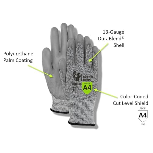 MAGID Griffin Gear ANSI A4 Sandy Nitrile Coated Work Gloves - color: Polyurethane Coating, size: 8/M, style: 1 Pair