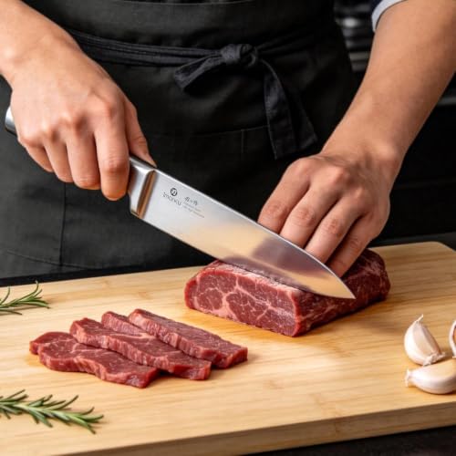 imarku 15-Piece Knife Block Set Built-in Sharpener, Santoku for kitchen - color: Chestnut Brown