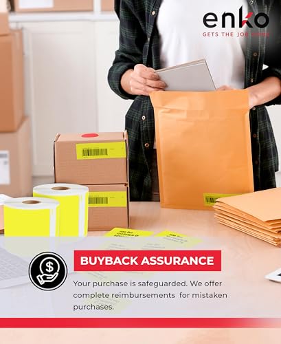 enKo 30256 6 Rolls | 1800 Yellow Direct Thermal Labels (2-5/16 x 4 in) - color: Yellow