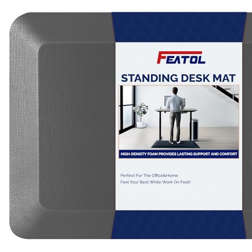 FEATOL Anti Fatigue Mat for Standing Desk & Kitchen Floor, 9/10 Extra Thick - color: Grey, size: 39"L x 20"W x 0.9"Th