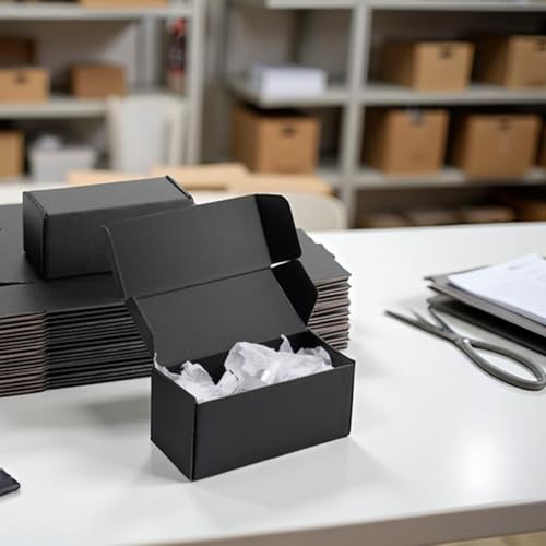 7x3x3 inch Black Shipping Boxes for Small Business- Set of 25 - color: Black, size: 7x3x3 Inch