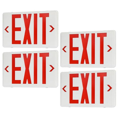 Universal Red Light LED Exit Sign OSHA Commercial, 4 Pack - color: White Housing+Red Letter, size: 4 Pack
