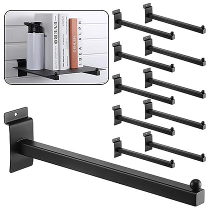 Hicarer 10 Pcs Slatwall Faceout, 12 Inch Metal Square Arm Hooks, Black - color: Black
