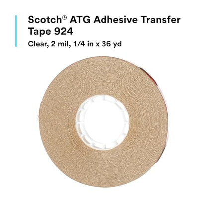 3M Scotch ATG Adhesive Transfer Tape 924, Clear Tape, 1/4 in x 36 yd, 2 mil - size: 0.25 in x 36 yd 2.0 mil