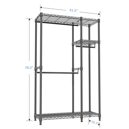 IZEUK Heavy Duty Garment Rack Wire Clothes Rack for Hanging Clothes (Black, 3 composition, 15.7" D x 43.3" W x 76.5" H) - color: Black, size: 2 Composition, 15.7"D x 43.3"W x 76.5"H