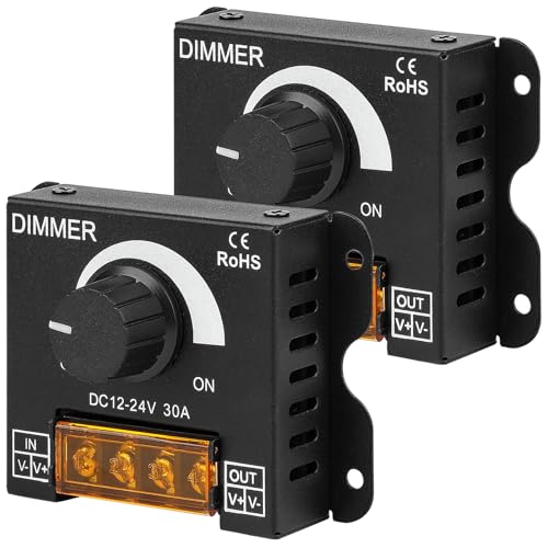 SUPERNIGHT LED Light Strip Dimmer, DC12V-24V 30A PWM, 2 PCS