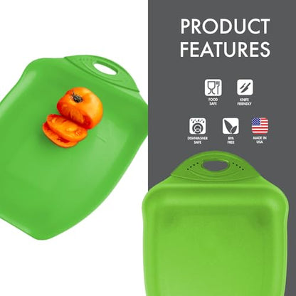 Dexas Chop & Scoop Cutting Board, 9.5 x 13 Inch, Solid Green, BPA-Free Dishwasher Safe Kitchen Prep Board with Handle - color: Green, size: 13"L x 9.5"W