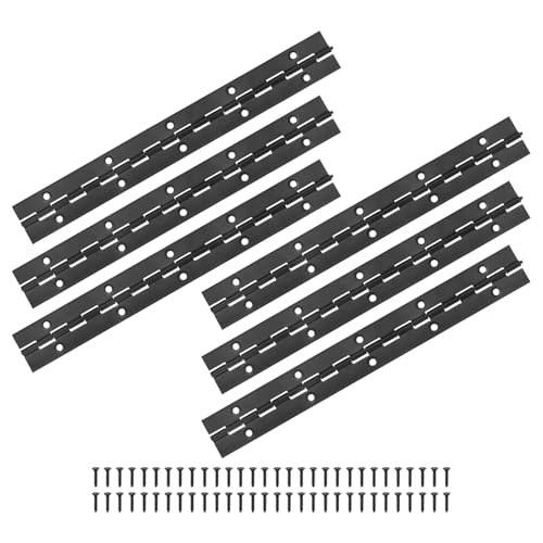 M METERXITY 6-Pack Piano Hinges, 10 Inch / 250mm 304 Stainless Steel Continuous Piano Hinge with Holes and Screws for Cabinets Door/Storage Box [1.2X 0.04/ 30x 1mm Open Width Thick, Black] - size: 10 Inch