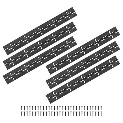 M METERXITY 6-Pack Piano Hinges, 10 Inch / 250mm 304 Stainless Steel Continuous Piano Hinge with Holes and Screws for Cabinets Door/Storage Box [1.2X 0.04/ 30x 1mm Open Width Thick, Black] - size: 10 Inch