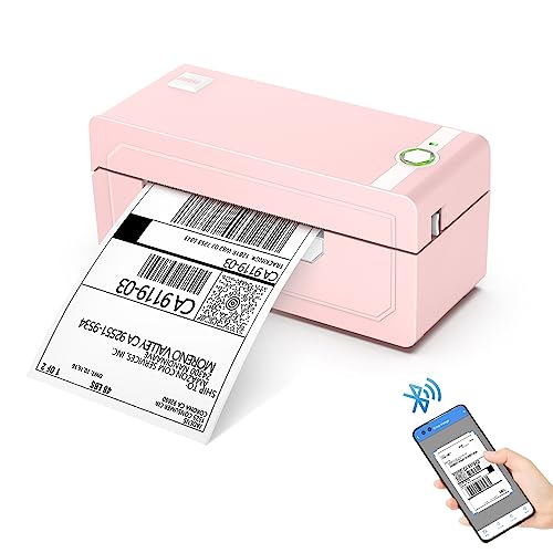 JADENS Bluetooth Thermal Shipping Label Printer, Wireless 4x6 Label Printer - color: Pink