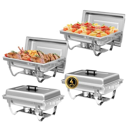 IMACONE Rectangular Chafing Dish Buffet Sets of 4, 8QT - color: Silver, size: 4-Pack