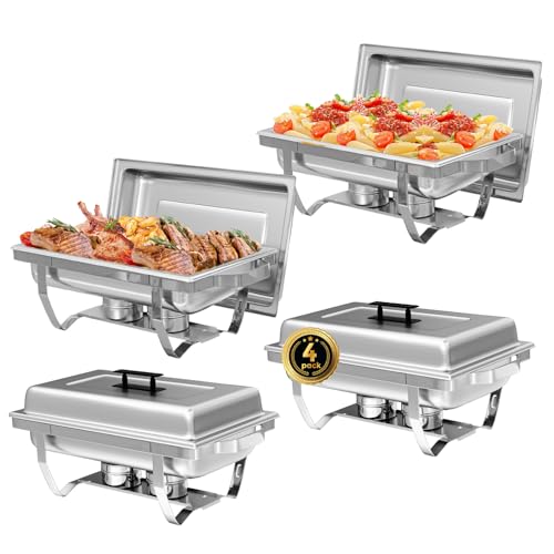 IMACONE Rectangular Chafing Dish Buffet Sets of 4, 8QT - color: Silver, size: 4-Pack