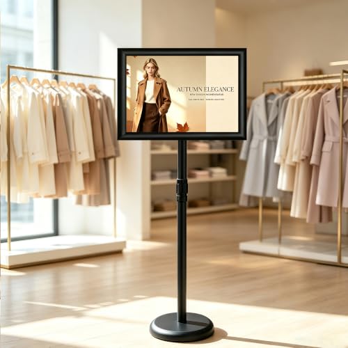 11x17 Pedestal Sign Stand, Adjustable Floor Standing Display Holder