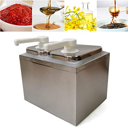 Sauce Dispenser Pump, Stainless Sauce Station Condiment Pump Station Ketchup Dressing BBQ Sauce Pumps Dispenser for Buffet, Restaurant, Cake Room, Coffee Shop Equipment (2 Head) - size: 2 Head