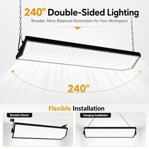 LED Shop Lights, 125W 17500LM Double-Sided Linkable Garage Lighting 2 Pack