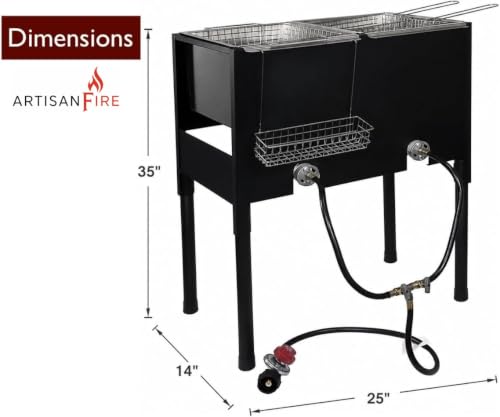 Triple Propane Deep Fryer-3 Basket Stainless Steel Cooker-8 Gal. Oil Capacity-32 QT.-Outdoor Fish Fry/Turkey/Chicken Wings Deep Fryer-148,000 BTU with Hose and Regulator-Ideal for Home & Commercial