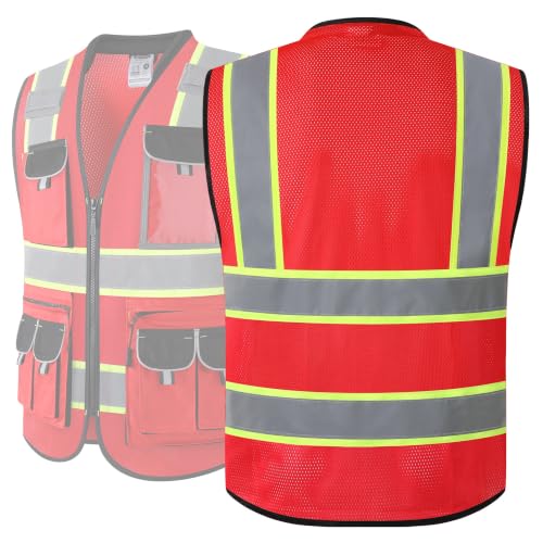JKSafety Reflective Safety Vest for Men Cushioned Collar JK89M Red S - color: Mesh-red, size: Small