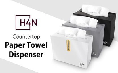 H4N Multifold Paper Towel Dispenser Countertop - Commercial Single Sheet Hand Towel Holder, Compact Acrylic Design for Home, Office, Restaurant Bathrooms - White - color: White