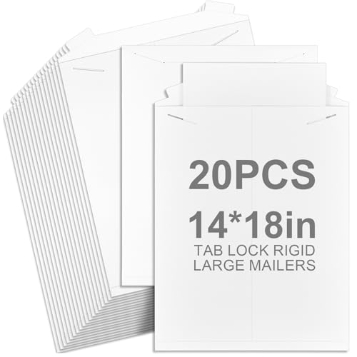 20 Pack 14x18 in Tab Lock Rigid Mailers Extra Large,White - color: White, size: 14 x 18 Inches