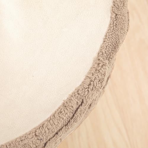 Round Ottoman Pouf Foot Stool, Khaki, 20x14 In,Hassock,Sofa Couch Foot Rest - color: Khaki, size: 20"D x 20"W x 14"H