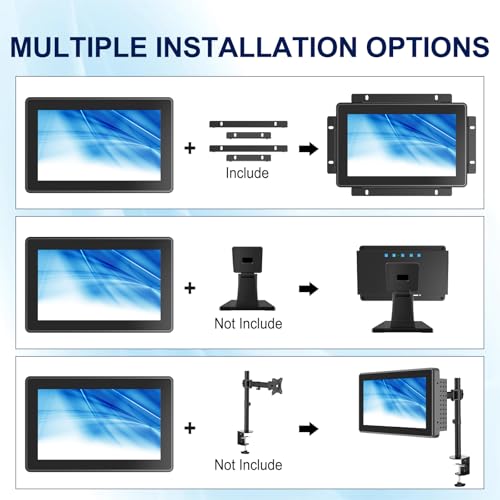 IP65 Industrial Monitor 7 Inch Open Frame Touch Screen Monitor, 10-Point Capacitive Touch Display PCAP LCD Monitor, 1024x600 Metal Housing for HMI Control Panels - size: 7.0