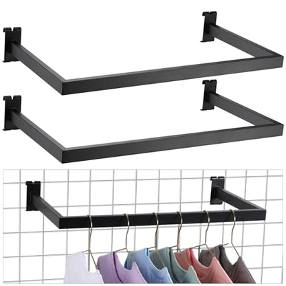Yaocom 2 Pcs U Shaped Handrail for Gridwall, 24 Inch Metal Bracket, Black