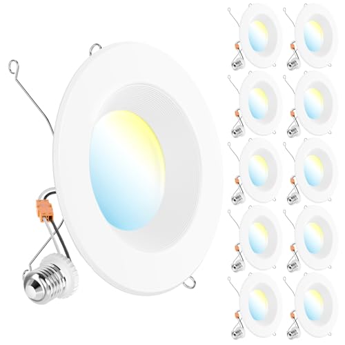 Sunco 10 Pack 6 Inch Retrofit LED Recessed Lights, 5CCT, 13W=100W Dimmable - size: 6 Inch (10 Pack)
