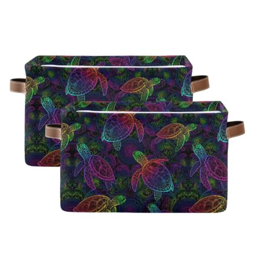 Rectangular Storage Basket Neon Animal Turtle Tortoise Organizer Bin Shelf Baskets For Clothes For Home Office Dorm - color: Turtle