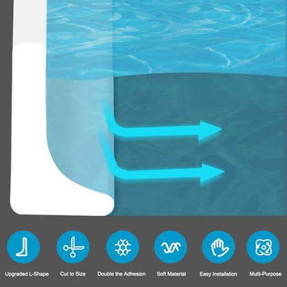 Shower Threshold Water Dam Barrier, Self Adhesive Silicone Waterproof Barrier Bathroom and Kitchen Shower Water Guard for Dry and Wet Separation Caulk Seal Strip Edge Trim (98Inch, Gray) - color: Gray, size: 98Inch