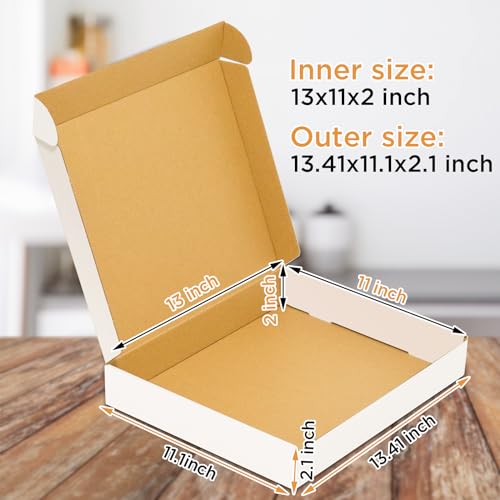 50 pack Small Shipping Box,13x11x2'',Corrugated Mailer, White - size: 13x11x2"