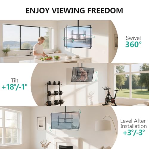 WALI Ceiling TV Mount for Most 37-80 inch LCD LED OLED 4K TVs, up to 110lbs - color: Black (600x400mm), size: 3 feet