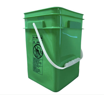 House Naturals 4 Gallon Square Food Grade Bucket Pail with Plastic Handles and Lid (Pack of 3) Made in USA containers (Green) - color: Green