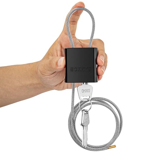 Cable Lock with 3 Keys | L 3.28ft(1m),D 1/6in(4mm) Adjustable Steel Cable Padlock | Aluminum Locks for Bikes, Gate, Lockers & Outdoor Gear | Weatherproof & Black - color: black-L 3.28ft(1m),D 1/6in(4mm)