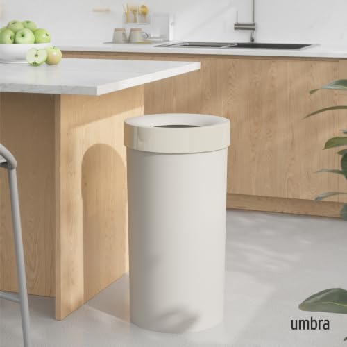 Umbra Vento Kitchen Trash Can, Open Top 16.5 Gallon Garbage Can, Sand - color: Sand