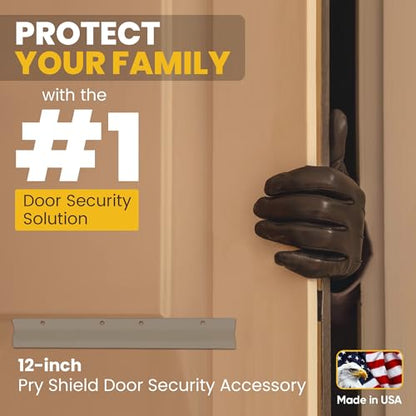 Door Armor 12″ Pry Shield Door Security Accessory – Heavy Duty Steel Lock Protector, Prevents Pry Attacks, Easy 5-Minute Installation, Satin Nickel