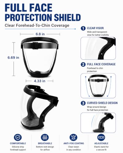Face Shield, Clear Anti-Fog Full Face Shield for Outdoor Work - color: White