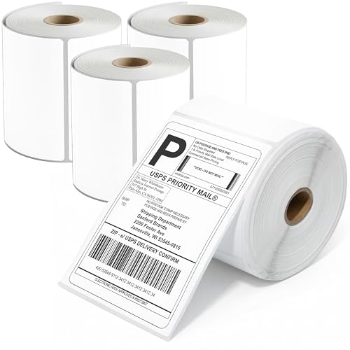 4" X 6" Direct Thermal Labels (1000 Count, 4 Rolls) - Printable - size: 4" X 6"