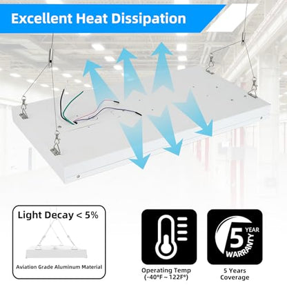 200W LED Linear High Bay Shop Light, 24000LM High Bay Led Shop Lights, 5000K Linear Hanging Shop Light, 600W-800W HPS Eqv., 100-277V Commercial Hanging Lamp for Garage Warehouse
