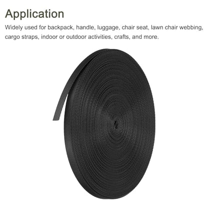 MECCANIXITY Flat Nylon Webbing Strap 3/8 Inch 50 Yards Black - color: Black, size: 3/8 Inch x 50 Yards