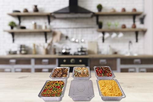 Diplastible Disposable Aluminum Pans with Lids | 10 pack 1-Dinner Portion Pan Oblong Cookware Pans Best Use for Baking, Meal Preparations, Cooking, Roasting, Grilling, Toasting | With Foil Lids