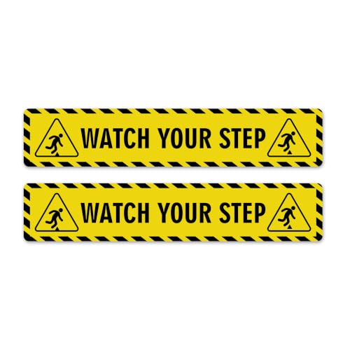 Watch Your Step Sign Sticker, 2 Pack 14 x 2.7 Inch Floor Warning Decal - color: Watch Your Step 579
