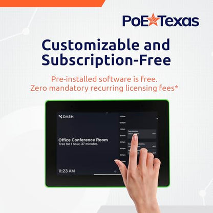 PoE Texas 8" Conference Room Scheduler with Color Changing LED Status - PoE Powered Touch Screen Tablet for Meeting Room Booking - Syncs with All Popular Business Calendars - No Subscription Required - size: 8" Touchscreen w/ Led