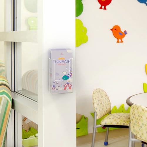 Marketing Holders 6 Pack Trifold Holder with Hanging Hardware for 4" Brochures Pamphlets Maps Menus and Rack Cards Wall Mounting Display for Printed Literature and Graphic Materials