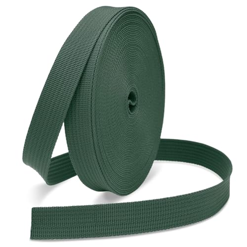 1 Inch Polypropylene Webbing Strap, 12 Yards Woven Webbing Straps for Backbag, DIY Crafting, Pet Collar, Outdoor Gear, Dark Green - color: Green, size: 12 Yards