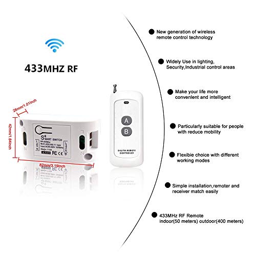 WiFi Smart Switch - Tuya Smart Home Automation Timer Switch, Compatible with 433Mhz Remote