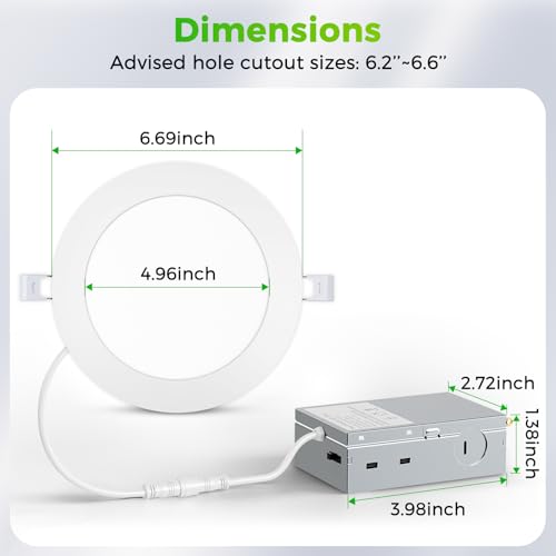 MAXvolador 6 Pack 6 Inch LED Recessed Ceiling Light 5CCT with Junction Box
